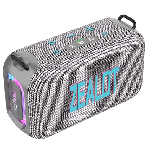 flexman S85 Tragbarer Bluetooth Lautsprecher, 50 W Drahtlose Bass Soundbox mit RGB Farbenfrohen Leichten, Wasserfesten EQ Lautsprechern für Party Camping Radfahren Im Freien (Grau) von flexman