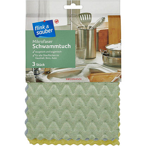 flink & sauber Schwammtücher Mikrofaser 60 °C waschbar, 3 St. flink & sauber Schwammtücher Mikrofaser 60 °C waschbar, 3 St. von flink & sauber