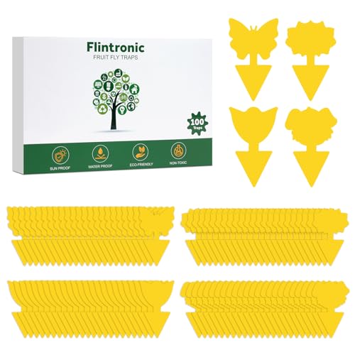 Flintronic 100 Stück Gelbsticker Trauermücken Bekämpfen, Fliegenfalle, Gelbe Klebefalle, Trauermücken Bekämpfenfür, Gelbtafeln für die Zimmerpflanzen Schädlingsbekämpfung von flintronic