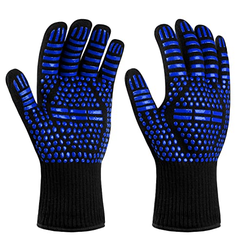 flintronic Grillhandschuhe Hitzebeständig mit 800°C, Feuerfeste Handschuhe, Backhandschuhe, Kochhandschuhe, Ofenhandschuhe, für Backen, Küche & Grillen - Blau flintronic Grillhandschuhe Hitzebeständig mit 800°C, Feuerfeste Handschuhe, Backhandschuhe, Kochhandschuhe, Ofenhandschuhe, für Backen, Küche & Grillen - Blau von flintronic