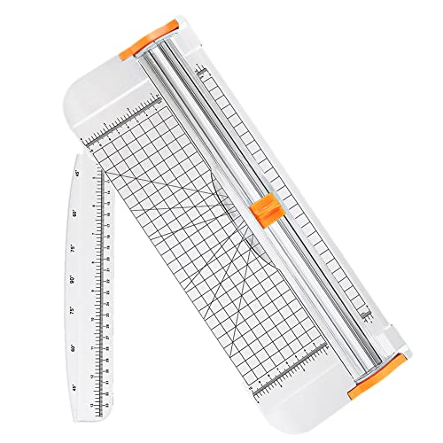 Flintronic Papierschneider A4 Papierschneidegerät Tragbare Papierschneidemaschine mit Schnittlinienführung und Seitenlineal, Schneidemaschine Papier Cutter für Hause und Büro(Weiß, 38cm) von flintronic