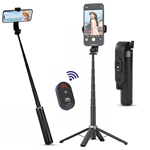 Flintronic Selfie Stick Quad-Stativ, Erweiterbar 3 in 1 Bluetooth Selfie Stange, Selfiestick aus Aluminium mit Kabelloser Fernbedienung, Langes 100cm, Kompatibel mit iPhone Samsung Smartphones Kamera von flintronic