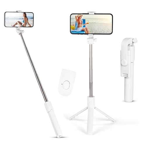 Flintronic Selfie Stick Stativ, Erweiterbar 3 in 1 Aluminium Selfie Stange, Bluetooth Selfie-Stange mit Kabelloser Fernbedienung, für iPhone Samsung Smartphones Kamera von flintronic