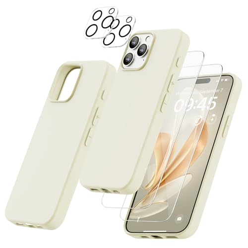 flintronic Hülle Silikon Case für iPhone 15 Pro, 6,1'' HandyHülle Case, Stoßfeste Flüssigsilikon-Handyhülle, Rundumschutz, mit 2 Folie + 2 Kameraschutz, Kratzfeste Rückseite, Soft-Touch, Stoßfest von flintronic