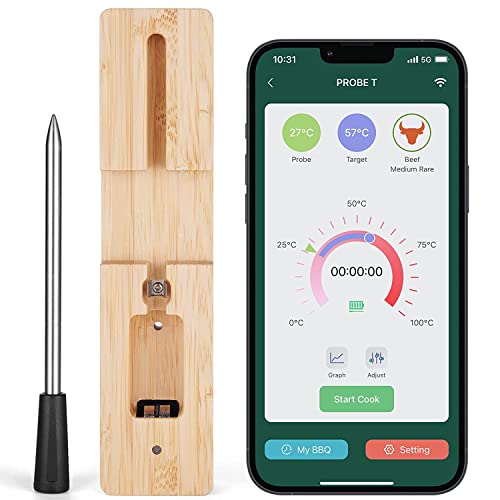 flintronic Kabellose Smarte Fleischthermometer, 50m Komplett Kabelloses, Smart-Fleischthermometer für Ofen Grill Küche BBQ, Smoker Rotisserie mit Bluetooth Anschlussmöglichkeiten flintronic Kabellose Smarte Fleischthermometer, 50m Komplett Kabelloses, Smart-Fleischthermometer für Ofen Grill Küche BBQ, Smoker Rotisserie mit Bluetooth Anschlussmöglichkeiten von flintronic