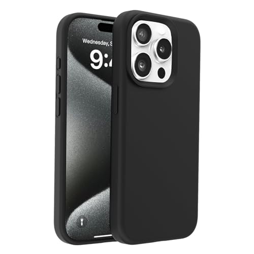 flintronic Silikonhülle für iPhone 15 Pro, 5 in 1 6,1 Zoll, stoßfest, Flüssigsilikon, Ganzkörperschutz, mit 2 Displayschutzfolien+2 Kameraschutz, Soft-Touch, Anti-Schock von flintronic