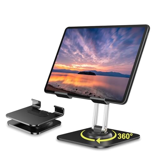 flintronic Tablet Ständer, Aluminium Verstellbarer Tablet Halterung, Faltbarer Tablet Halter, Stabil Universal iPad Ständer für iPad Pro/Air/Mini Galaxy Tab iPhone Pro/Max/Plus von 4-13 Zoll von flintronic