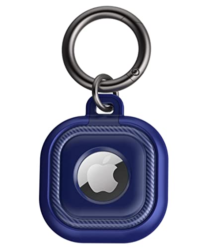 flixwerk®- AirTag Schlüsselanhänger AirTag Anhänger AirTag Hülle AirTag Keyring AirTags Kofferanhänger Hundeanhänger inkl. Schlüsselring im modernen Kohlefaser Style Carbon Look (blau) von flixwerk