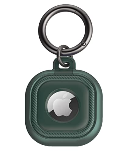 flixwerk®- AirTag Schlüsselanhänger AirTag Anhänger AirTag Hülle AirTag Keyring AirTags Kofferanhänger Hundeanhänger inkl. Schlüsselring im modernen Kohlefaser Style Carbon Look (dunkelgrün) von flixwerk