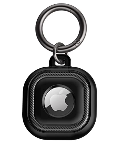 flixwerk®- AirTag Schlüsselanhänger AirTag Anhänger AirTag Hülle AirTag Keyring AirTags Kofferanhänger Hundeanhänger inkl. Schlüsselring im modernen Kohlefaser Style Carbon Look (schwarz) von flixwerk