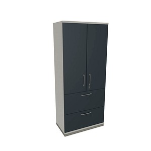 fm Aktenschrank Oldenburg, 4260649684771 weiß, lavagrau 2 Fachböden 80,0 x 44,2 x 186,9 cm von fm