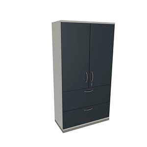 fm Aktenschrank Sidney, 4260429769872 weiß, lavagrau 2 Fachböden 100,0 x 44,2 x 186,9 cm von fm