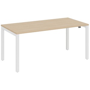 fm Catro Schreibtisch ahorn, verkehrsweiß rechteckig, 4-Fuß-Gestell weiß 140,0 x 80,0 cm von fm