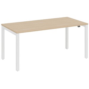 fm Catro Schreibtisch ahorn, verkehrsweiß rechteckig, 4-Fuß-Gestell weiß 160,0 x 80,0 cm von fm