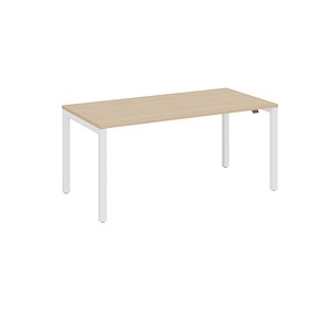fm Catro Schreibtisch ahorn, verkehrsweiß rechteckig, 4-Fuß-Gestell weiß 180,0 x 80,0 cm von fm
