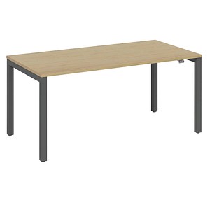 fm Catro Schreibtisch akazie, anthrazit metallic rechteckig, 4-Fuß-Gestell grau 180,0 x 80,0 cm von fm