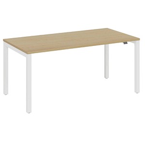 fm Catro Schreibtisch akazie, verkehrsweiß rechteckig, 4-Fuß-Gestell weiß 180,0 x 80,0 cm von fm