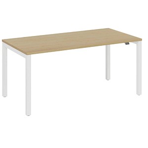 fm Catro Schreibtisch akazie, verkehrsweiß rechteckig, 4-Fuß-Gestell weiß 200,0 x 80,0 cm von fm