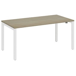 fm Catro Schreibtisch eiche, verkehrsweiß rechteckig, 4-Fuß-Gestell weiß 160,0 x 80,0 cm von fm