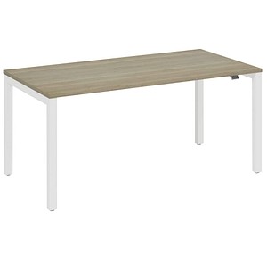 fm Catro Schreibtisch eiche, verkehrsweiß rechteckig, 4-Fuß-Gestell weiß 200,0 x 80,0 cm von fm