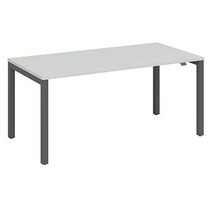 fm Catro Schreibtisch weiß, anthrazit metallic rechteckig, 4-Fuß-Gestell grau 140,0 x 80,0 cm von fm