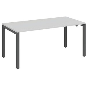 fm Catro Schreibtisch weiß, anthrazit metallic rechteckig, 4-Fuß-Gestell grau 160,0 x 80,0 cm von fm