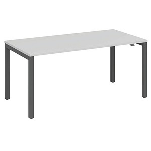 fm Catro Schreibtisch weiß, anthrazit metallic rechteckig, 4-Fuß-Gestell grau 180,0 x 80,0 cm von fm