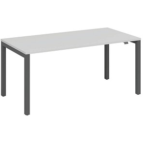 fm Catro Schreibtisch weiß, anthrazit metallic rechteckig, 4-Fuß-Gestell grau 200,0 x 80,0 cm von fm