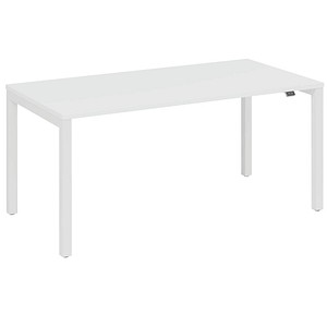 fm Catro Schreibtisch weiß, verkehrsweiß rechteckig, 4-Fuß-Gestell weiß 160,0 x 80,0 cm von fm