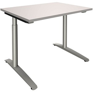 fm Sidney höhenverstellbarer Schreibtisch lichtgrau rechteckig, C-Fuß-Gestell Rundrohr silber 80,0 x 80,0 cm fm Sidney höhenverstellbarer Schreibtisch lichtgrau rechteckig, C-Fuß-Gestell Rundrohr silber 80,0 x 80,0 cm von fm