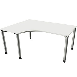 fm Sidney höhenverstellbarer Schreibtisch weiß Bogenform, 4-Fuß-Gestell Rundrohr silber 160,0 x 80,0 cm von fm