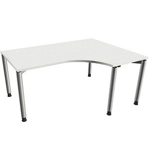 fm Sidney höhenverstellbarer Schreibtisch weiß Bogenform, 4-Fuß-Gestell Rundrohr silber 160,0 x 80,0 cm von fm