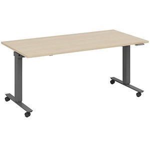 fm Topspin elektrisch höhenverstellbarer Schreibtisch ahorn, anthrazit metallic rechteckig, T-Fuß-Gestell mit Rollen grau 180,0 x 70,0 cm fm Topspin elektrisch höhenverstellbarer Schreibtisch ahorn, anthrazit metallic rechteckig, T-Fuß-Gestell mit Rollen grau 180,0 x 70,0 cm von fm