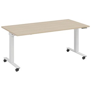fm Topspin elektrisch höhenverstellbarer Schreibtisch ahorn, verkehrsweiß rechteckig, T-Fuß-Gestell mit Rollen weiß 140,0 x 70,0 cm fm Topspin elektrisch höhenverstellbarer Schreibtisch ahorn, verkehrsweiß rechteckig, T-Fuß-Gestell mit Rollen weiß 140,0 x 70,0 cm von fm