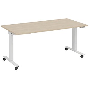 fm Topspin elektrisch höhenverstellbarer Schreibtisch ahorn, verkehrsweiß rechteckig, T-Fuß-Gestell mit Rollen weiß 160,0 x 80,0 cm fm Topspin elektrisch höhenverstellbarer Schreibtisch ahorn, verkehrsweiß rechteckig, T-Fuß-Gestell mit Rollen weiß 160,0 x 80,0 cm von fm
