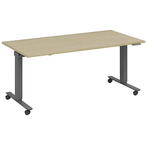fm Topspin elektrisch höhenverstellbarer Schreibtisch akazie, anthrazit metallic rechteckig, T-Fuß-Gestell mit Rollen grau 180,0 x 70,0 cm fm Topspin elektrisch höhenverstellbarer Schreibtisch akazie, anthrazit metallic rechteckig, T-Fuß-Gestell mit Rollen grau 180,0 x 70,0 cm von fm