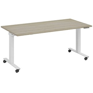 fm Topspin elektrisch höhenverstellbarer Schreibtisch eiche, verkehrsweiß rechteckig, T-Fuß-Gestell mit Rollen weiß 180,0 x 70,0 cm fm Topspin elektrisch höhenverstellbarer Schreibtisch eiche, verkehrsweiß rechteckig, T-Fuß-Gestell mit Rollen weiß 180,0 x 70,0 cm von fm