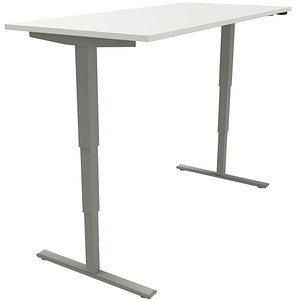 fm fastline elektrisch höhenverstellbarer Schreibtisch weiß rechteckig, T-Fuß-Gestell silber 180,0 x 80,0 cm von fm