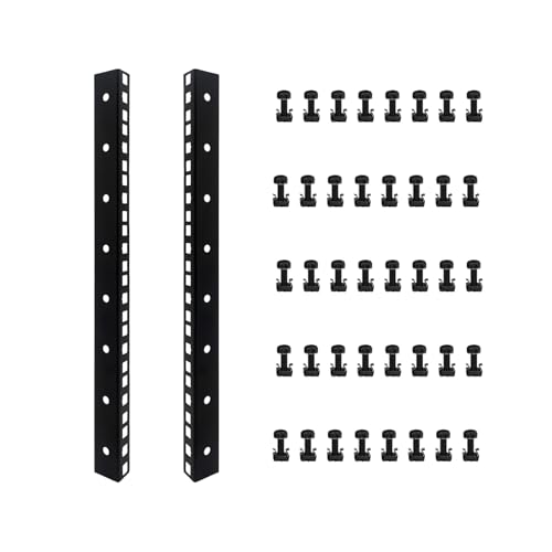 FMUSER 8U Rackschienen mit M6 Rackmontageschrauben und Käfigmuttern Set für DIY-Server- und Studio-Racks von fmuser