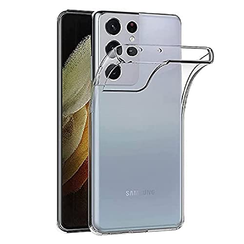Clear Silikon Hülle für Samsung Galaxy S21 Ultra 5G, Hinten Schutzhülle Ultra Dünn Weiche Stoßdämpfung Kratzfest Bumper Schutzhülle Flexible TPU Handyhülle Durchsichtige Case Cover, Transparent von fnmisan