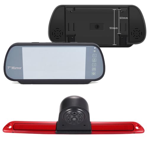 HD Transporter Einparkhilfe Bremslicht Rückfahrkamera Rückfahrkamera mit Winkel Einstellbar Ersatz für Mercedes Benz Sprinter W906 W907 W910/V W Crafter Caravelle (Rückfahrkamera+7''Rückspiegel) von fodacao
