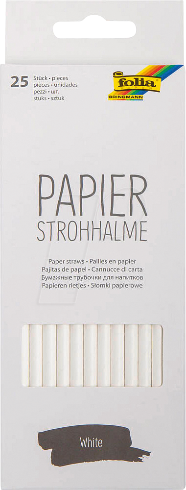 FOLIA 12500 - Trinkhalme aus Papier, 25 Stück, 20 cm, weiß FOLIA 12500 - Trinkhalme aus Papier, 25 Stück, 20 cm, weiß von folia