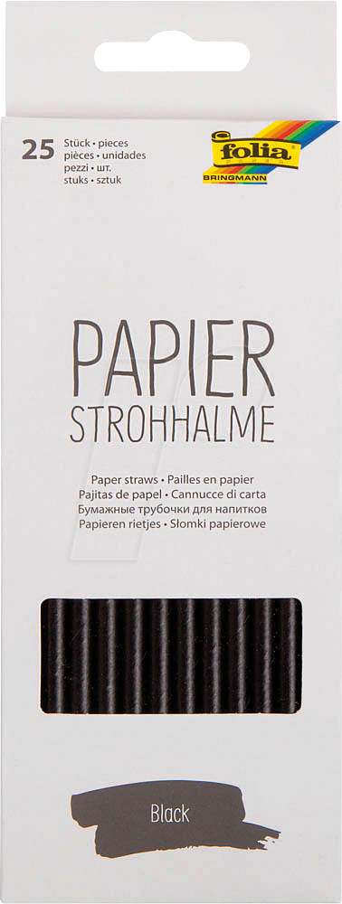 FOLIA 12590 - Trinkhalme aus Papier, 25 Stück, 20 cm, schwarz FOLIA 12590 - Trinkhalme aus Papier, 25 Stück, 20 cm, schwarz von folia