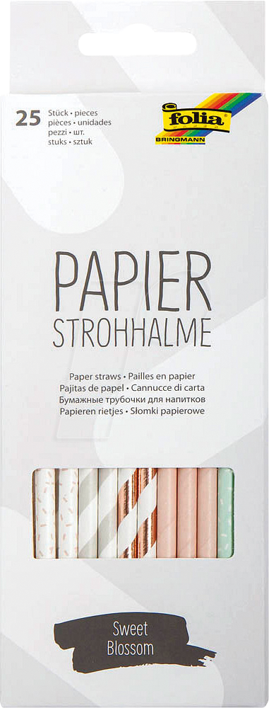 FOLIA 12596 - Trinkhalme aus Papier, 25 Stück, 20 cm, Sweet Blossom FOLIA 12596 - Trinkhalme aus Papier, 25 Stück, 20 cm, Sweet Blossom von folia