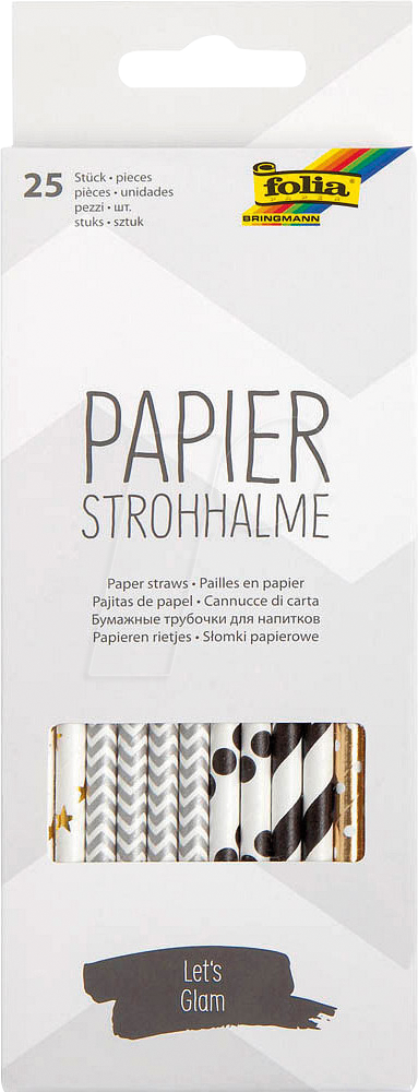 FOLIA 12597 - Trinkhalme aus Papier, 25 Stück, 20 cm, Lets Glam FOLIA 12597 - Trinkhalme aus Papier, 25 Stück, 20 cm, Lets Glam von folia