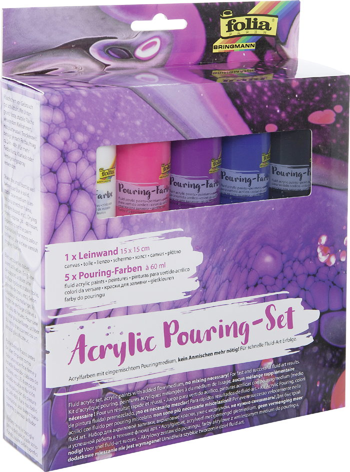 folia Acrylic Pouring-Set , INTENSIV, , 5 Farben/1 Keilrahmen folia Acrylic Pouring-Set , INTENSIV, , 5 Farben/1 Keilrahmen von folia