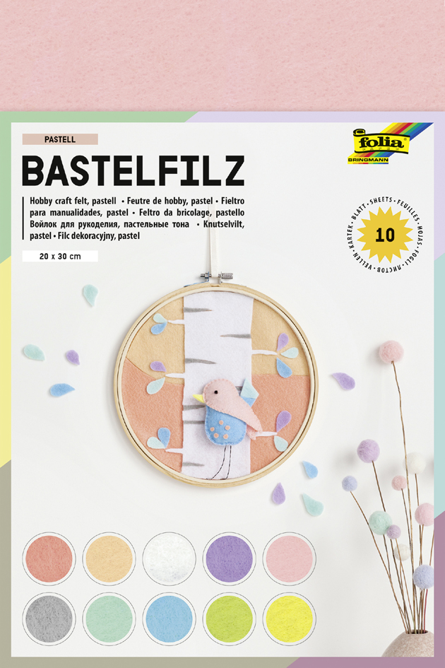 folia Bastelfilz, 200 x 300 mm, 150 g/qm, Pastellfarben von folia