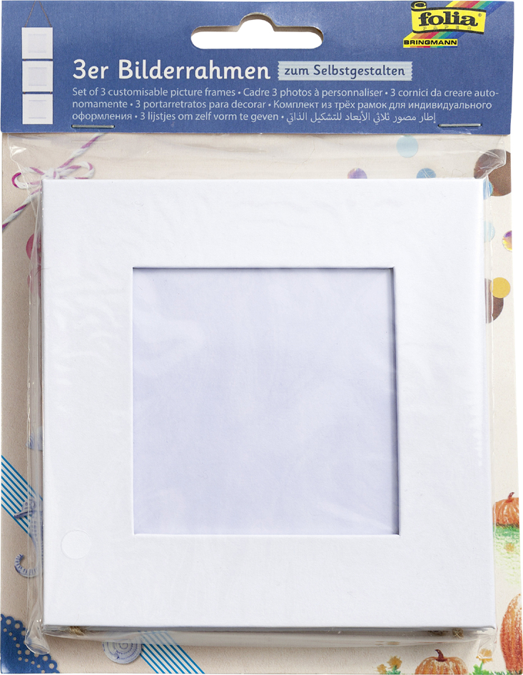folia Bilderrahmen-Set, aus Pappe, 7,5 x 7,5 cm, weiß von folia