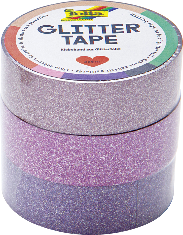 folia Deko-Klebeband , Glitter Tape, , rosa/pink/lila von folia