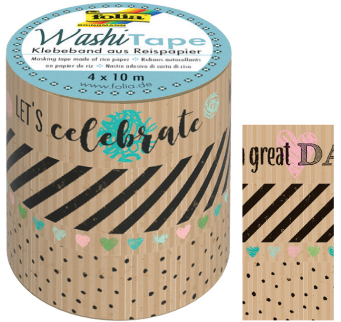 folia Deko-Klebeband Washi-Tape KRAFTPAPIER I, 4er Set von folia